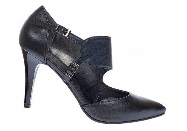 Pantofi stiletto dama din piele naturala toc 8cm - Model Roxanne Negru